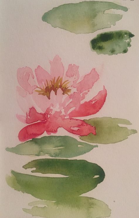 Water Lily Watercolour Painting, Watercolor Lilly Pad, Watercolour Water Lilies, Watercolour Water Lily, Water Lily Painting Watercolors, Water Lilly Watercolor, How To Draw A Water Lily, Watercolor Lily Pads, Watercolor Water Lily