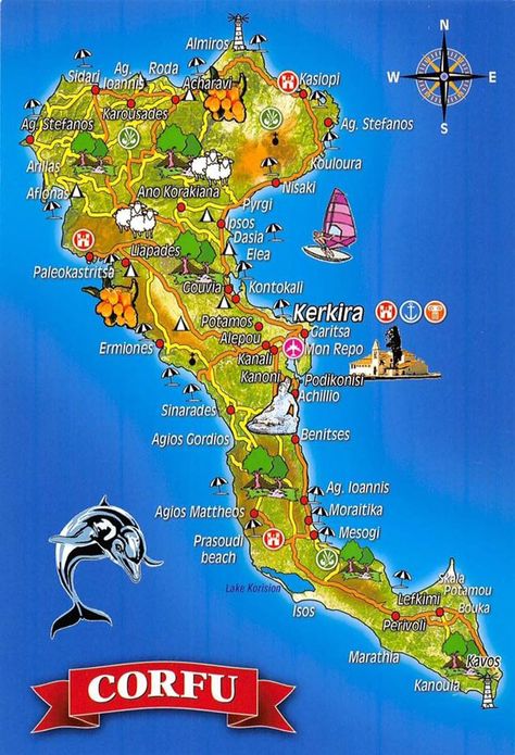 Landkarte Korfu | Mein Korfu Corfu Map, Greek Islands Map, Greece Bucket List, Corfu Town, Corfu Island, Europe Bucket List, Corfu Greece, Island Map, Thessaloniki