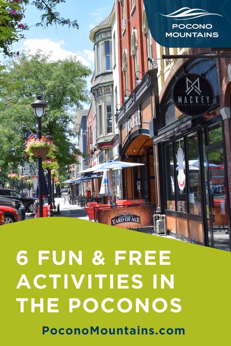 Planning a trip on a budget? There are lots of free things to do and see in the Pocono Mountains. We’ve lined up six no-cost activities to start experiencing today. From exploring our beautiful downtowns to experiencing the great outdoors, there are plenty of ways to enjoy a Poconos vacation without breaking the bank. Add these free activities to your summer must-do list. Things To Do In The Poconos, Poconos Pennsylvania Things To Do, Poconos Mountains, Poconos Weekend Getaway, Poconos Pennsylvania Winter, The Poconos, Things To Do In Poconos Pa, Poconos Vacation, Summer Bike