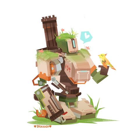 Vicki Overwatch Birthday, Bastion Overwatch, Chibi Overwatch, Marshmallow Art, Overwatch Bastion, Kawaii Marshmallow, Video Game Fan Art, Overwatch Fan Art, Overwatch 2