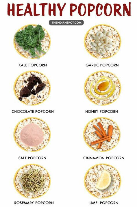 Healthy Popcorn Toppings, Popcorn Healthy, Cinnamon Popcorn, Popcorn Toppings, Spiced Popcorn, Healthy Popcorn, Healthy Gourmet, Popcorn Seasoning, Flavored Popcorn