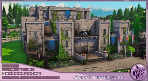 Medieval Prison | Sims 4 Build No CC | Средневековая Тюрьма | MikkiMur on Patreon Medieval Prison, Medieval Gate, Sims 4 Medieval, The Sims 4 Lots, Sims Medieval, Sims 4 Cc Download, Tudor Era, A Mansion, Sims 4 House Design