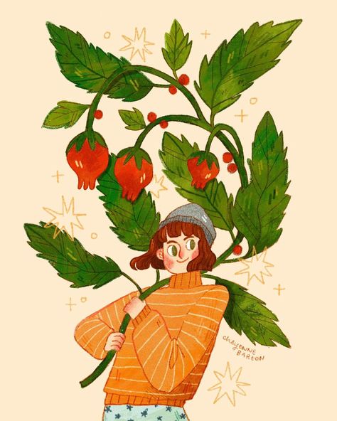 November Illustration Art, Chey Barton, November Drawings, Cheyenne Barton, Berries Art, Berry Branch, Character Design Animation, Plant Illustration, Human Art