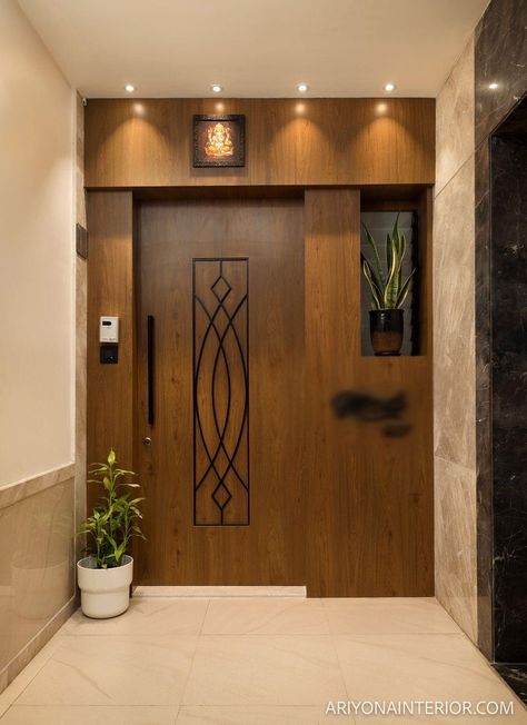 Main Entrance Door Design For Flat, Appartment Main Door Design Entrance, Indian Main Single Door Design Entrance House, Main Door Design Entrance With Safety Door, Indian Main Door Designs Apartment, Safety Door Design Entrance, Flat Entrance Design, Entry Door Designs, House Main Door