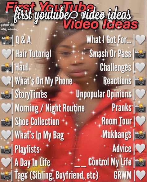 follow my ig: @ pradaa.baii Fun Youtube Video Ideas, Video Ideas For Youtube Channel, Video Ideas For Youtube, Ideas For Youtube Channel, Channel Name Ideas, Yt Ideas, Youtube Channel Name Ideas, Youtube Video Ideas, Youtube Names