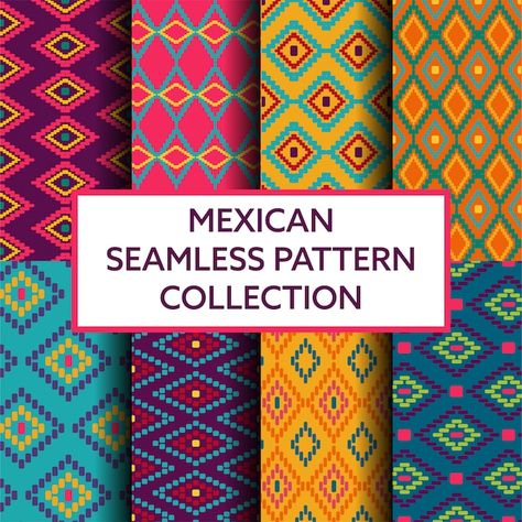 Colección de patrones mexicanos | Premium Vector #Freepik #vector #motivos #seamless-pattern #patrones-decorativos #patrones Mexican Pattern, Mexico Design, Social Media Design Graphics, Mexican Art, Textured Wallpaper, Graphic Patterns, Textures Patterns, Premium Vector, Embroidered Friendship Bracelet