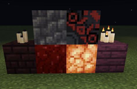 Blocks used: Deepslate, black glazed terracotta, candles, netherbrick, nether wart block, shroomlight, warped planks Nether Castle, Minecraft Pattern, Minecraft Blocks, Minecraft Castle, Minecraft Bedroom, Glazed Terracotta, Cute Minecraft Houses, Minecraft Plans, Minecraft Decorations