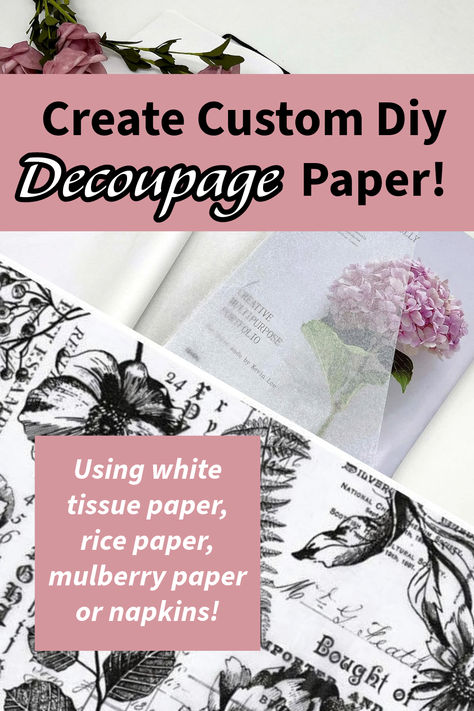 If you love making your own custom home decor, then you will absolutely adore making decoupage paper! It's so much fun to use other materials like tissue paper, rice paper, mulberry paper or even plain white napkins. All you need is an inkjet printer, some design images, and the material of your choice. Click the link to find a video tutorial of how to print on tissue paper, plus all the supplies are linked to my Amazon store. Happy Crafting! Diy Decoupage Paper, Print On Tissue Paper, Wax Paper Transfers, Printing On Tissue Paper, Home Decor Cottage, Paper Mulberry, Diy Decoupage, Decoupage Tissue Paper, What Makes Me Happy