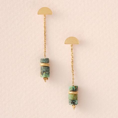 Scout Curated Wears Jewelry and Accessories Rose Gold Quartz, Thread Earrings, African Turquoise, Nickel Free Earrings, Rose Quartz Stone, Hypoallergenic Jewelry, Hypoallergenic Earrings, Gold Dipped, Labradorite Stone