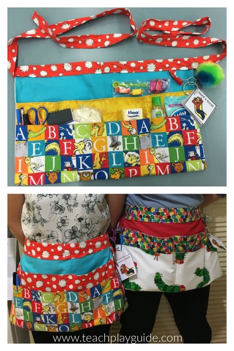 Teacher Apron Pattern, Diy Teacher Apron, Teacher Apron Pattern Free, Classroom Sewing Projects Teachers, Work Apron Pattern Free, Craft Apron Pattern Free, Sewing Projects For Classroom, Teacher Aprons With Pockets, School Sewing Projects