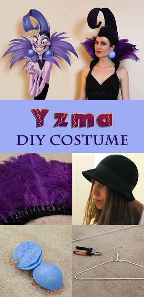 Yzma costume for under $50, made in 3 hours. Step-by-step instructions, made from a cloche hat, two hangers, feathers and a pair of tights. Yzma Costume Diy, Disney Villians Costume, Yzma Costume, Disney Villain Costumes, Disney Costumes Diy, Villains Party, Costume Disney, Villain Costumes, Fantasia Disney