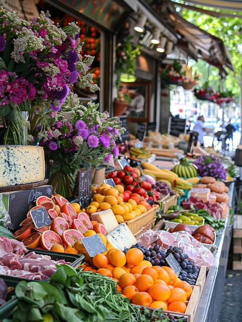 This vibrant farmer's market in Paris showcases an array of fresh produce, from colorful fruits and crisp vegetables to artisanal cheeses. These markets are the heart of French cooking, providing both locals and tourists with the finest ingredients for authentic recipes. Discover the flavors of France by incorporating these fresh elements into your culinary creations. #FrenchCuisine #FarmersMarket #CookingWithLove 🧀🍇🥕 Fresh Fruit Market, Spring Fruits In Season, Fresh Fruits Aesthetic, Fresh Fruit Board, Farmers Market Vision Board, Vision Board Farmers Market, Fresh Market Aesthetic, Farmers Markets Aesthetic, Farmers Market Vegetables