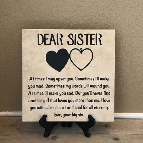 Gift for Sister, Birthday Gift for Sister, Christmas Gift for Her, Sister Gift, Unique Gift for Sister, Sister Birthday Gift, Gift Idea by JenniferCraftCorner on Etsy Sister Gifts Diy, I Love You Sister, Sister Christmas Gift, Closet In Bedroom, Birthday Canvas, Unique Gifts For Sister, Sister Love Quotes, Birthday Gift For Sister, Sister Birthday Gift