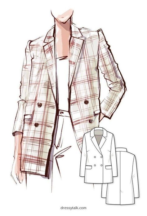 Oversized Blazers, Blazer Pattern, Clothing Sketches, Fashion Drawing Tutorial, Fashion Illustration Dresses, Trendy Fashion Tops, Blazer Designs, Illustration Fashion Design, Fashion Sewing Pattern