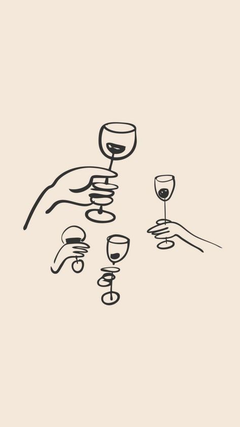 Simple Party Aesthetic, Pouring Wine Illustration, Wine Black And White, Wine Sketch, Unforgettable Tattoo, Wine Drawing, Casual Outfits Fall, Wine Illustration, Trendy Posters