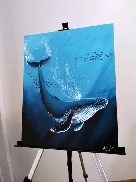 Whales Painting, Whale Painting Ideas, Animal Painting Ideas, Whale Painting Acrylic Easy, Whale Painting Acrylic, Whale Acrylic Paintings, Whale Canvas Painting, Acrylic Painting Whale, Ocean Whale Painting