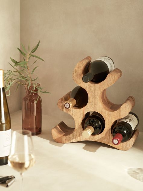 Wood Work Aesthetic, Wood Apartment Decor, Wine Apartment Aesthetic, Wine Rack Cool, Wooden Stemware Rack, Winebottle Candleholder Aesthetic, Modern Farmhoise Wine Rack, Apartment Decorating Living, Old School House