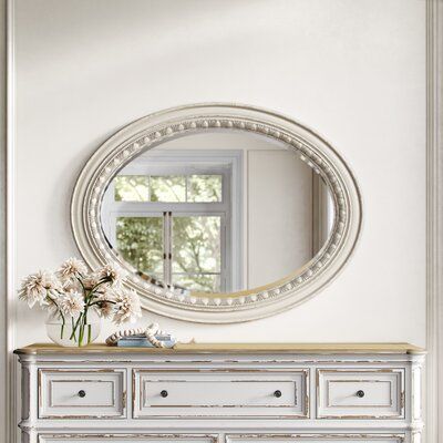 Oval Wall Decor, Decorate Top Of Dresser, Old Mirror Ideas, Modern French Country Decorating, Farmhouse Chic Living Room, Cream Mirror, Refurbished Items, French Country Mirrors, French Library