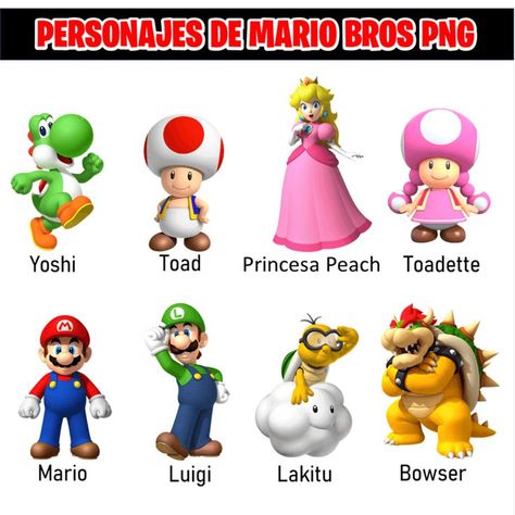 Personajes de Mario Bros png Mario Bros Png, Super Mario Peach, Paw Patrol Png, Peach Mario Bros, Disney Png, Peach Mario, Diy Hair Accessories Ribbon, Mario Bros., Diy Hair Accessories