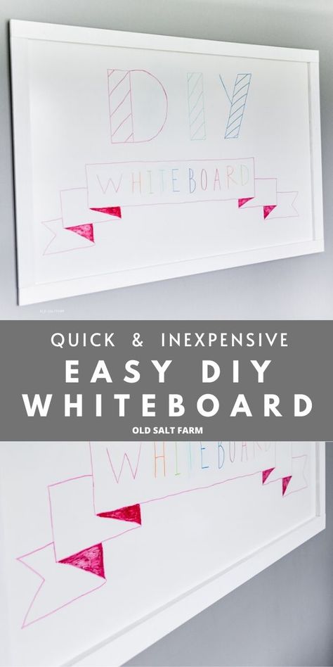 Picture Frame Dry Erase Board Diy, Diy Magnetic Whiteboard, Diy Whiteboard Wall, Playroom Whiteboard, White Board Paint, Pin Board Diy, White Board Ideas, Command Station, Diy Dry Erase Board