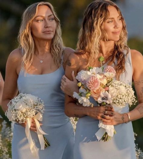 At Tish 's wedding Miley Cyrus Wedding, Tish Cyrus, Emily Osment, Asymmetrical Midi Dress, Ethical Shopping, Happy Hippie, Bec & Bridge, Side Split, Dress Cuts