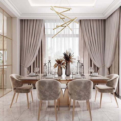 Decor | ideas | inspiration on Instagram: “How a Gorgeous is this dinning room and chandelier 🤎✨🤎 What do you guys think? Follow @vaneshomedecor tag someone who would love this 🤎✨🤎 .…” Dining Room Design Luxury, Elegant Kitchen Design, Minimalist Living Room Decor, Dinning Room Design, Cosy Living Room, Dining Room Interiors, Ideas Hogar, Luxury Dining Room, Elegant Dining Room