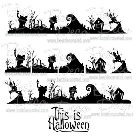 Nightmare Before Christmas Halloween Town, Diy Stand, Nightmare Before Christmas Decorations, Nightmare Before Christmas Halloween, Adornos Halloween, Cricut Halloween, Halloween Window, Halloween Silhouettes, Halloween Village