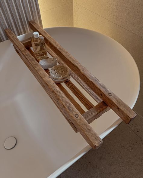 A customised rustic bath tray made for @lauracleanaholic . Handmade from our locally sourced reclaimed timber and finished in our Oak finish . For any customisations or bespoke pieces, get in touch with our details in the bio. . #handmade #bathcaddy #rusticdecor #rusticfurniture #reclaimedfurniture #sustainablefurniture #woodworker #woodworking #bathtray #homedecor #homedesign #home Oak Bath Caddy, Tub Caddy Wooden, Bath Board Wooden, Bathroom Into A Spa, Bookcase Bedroom, Bath Board, Bath Caddies, Rustic Bath, Wooden Bath