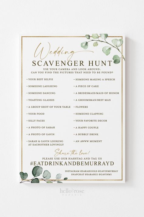 Wedding Guest I Spy, Wedding Game Activities, Wedding Guest Scavenger Hunt, Camera Scavenger Hunt Wedding, I Spy Game Wedding, Wedding Photo Ispy, Wedding Instagram Scavenger Hunt, Wedding Picture Game, Wedding Guest Photo Scavenger Hunt