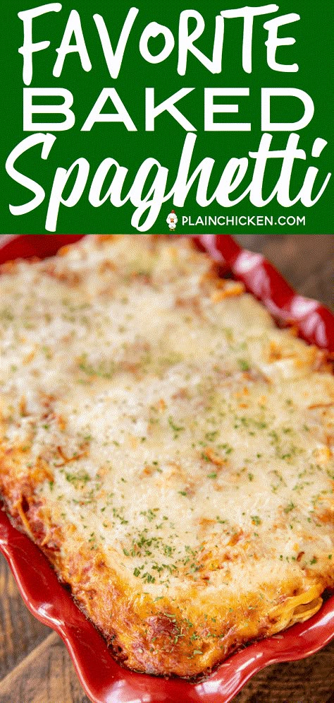 Favorite Baked Spaghetti - the most requested casserole in our house! Loaded with tons of yummy cheese!!! Spaghetti, Italian sausage, eggs, parmesan cheese, spaghetti sauce, tomato sauce, mozzarella cheese, and cottage cheese. Can make ahead and refrigerate or freeze for later. Great for parties, potlucks or homemade gifts. Serve with a salad and some garlic rolls for a meal better than any restaurant! #freezermeal #casserole #pasta #spaghetti Spaghetti Parmesan Baked, Spaghetti Casserole With Cottage Cheese, Spaghetti Bake With Cottage Cheese, Cottage Cheese Spaghetti Sauce, Baked Spaghetti With Cottage Cheese, Favorite Baked Spaghetti, Casserole Pasta, Meat Packaging, Baked Spaghetti Recipe