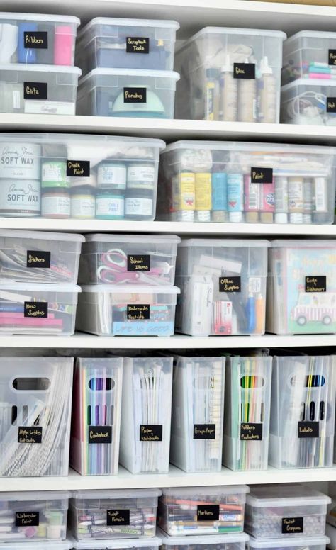 Organized Craft Closet - Intentional Edit - Organizing and All Things Home Organized Craft Closet, Organiser Son Dressing, Craft Closet Organization, Ikea Skadis, Small House Organization, Master Closet Organization, Craft Closet, Storage Room Organization, Craft Cabinet