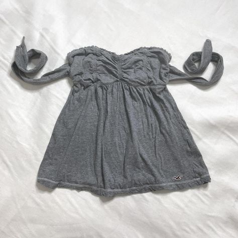 Mid-2000s Strapless Babydoll Ruffle Top by Hollister... - Depop Babydoll Tube Top, 2000s Tube Top, Babydoll Tee Y2k, Abercrombie Babydoll Top, Hollister Babydoll Sweater, Hollister Y2k Babydoll Top, Ruffle Tube Top, Hollister Blue Babydoll Top, Random Outfits