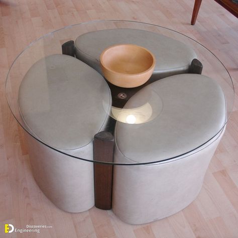 Centre Table With Stools, Center Table With Stools, Coffee Table With Stools Underneath, Table With Stools, Coffee Table With Stools, Modern Nest, Center Table Living Room, Traditional Coffee Table, Space Saving Table