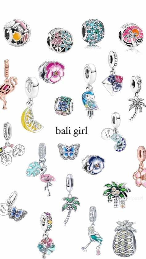 Pandora Charms Pink, Pandora Summer, Bali Girls, Pandora Bracelet Charms Ideas, Girly Bracelets, Pandora Bracelet Designs, Stop And Think, Pandora Jewelry Charms, Preppy Jewelry