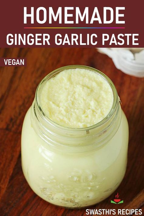 Ginger garlic paste is a basic condiment used in Indian cooking. This post details on how to make ginger garlic paste at home along with tips to store #indian #gingergarlicpaste #homemadegingergarlicpaste #gingergarlic Ginger Paste Recipe, Garlic Paste Recipe, Garlic Ginger Paste Recipe, Ginger Paste, Ginger Garlic Paste, Paste Recipe, Cooking Recipes Healthy, Homemade Spices, Ginger Recipes