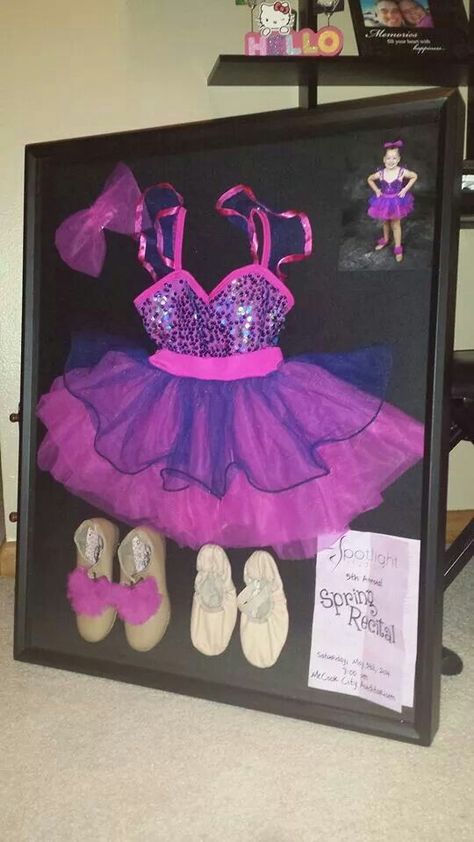 Ballet Shadow Box Ideas, First Recital Gift, Dance Recital Makeup Toddler, Dance Costume Display Ideas, First Dance Recital, Dance Recital Decorations, Ballet Recital Gifts, Ballet Recital Outfit Guest, Dance Recital Outfits Guest