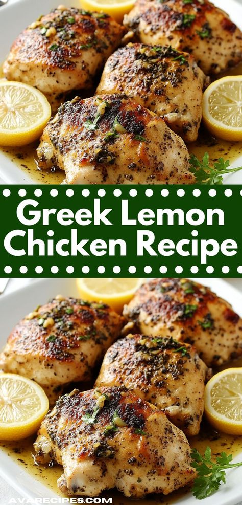 This easy Greek Lemon Chicken Recipe combines juicy chicken with a tangy lemon marinade. Serve it with rice or a fresh salad for a wholesome meal your family will love. Paleo Chicken Thighs, Lemon Chicken Marinade, Lemon Marinade, Greek Chicken Marinade, Chicken Marinade Recipes, Greek Lemon Chicken, Lemon Chicken Recipe, Chicken Marinade, Fresh Salad