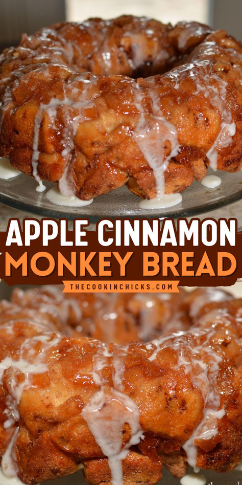 Here’s another Fall baking idea that you must-try… the Apple Cinnamon Monkey Bread! This simple apple recipe is made with sweet apples, cinnamon, an incredible glaze and more. These cinnamon roll pieces are easy breakfast food that you will surely love! Enjoy this tasty morning treat together with your favorite morning coffee. A perfect match indeed! Apple Monkey Bread From Scratch, Apple Cinnamon Roll Monkey Bread, Apple Cinnamon Monkey Bread Pillsbury, Apple Monkey Bread Recipe, Apple Pull Apart Bread With Biscuits, Apple Cinnamon Pull Apart Bread, Easy Monkey Bread With Biscuits, Monkey Bread With Cinnamon Rolls, Apple Pie Monkey Bread Recipe