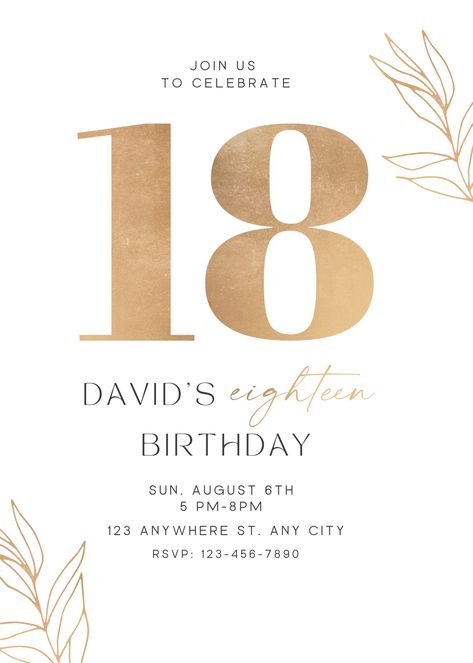 Invitation Happy Birthday, Fedex Office, Birthday Invitation Card Template, Birthday Evite, Happy Birthday 18th, Invitation Card Birthday, Eighteenth Birthday, Simple Birthday Decorations, 18th Birthday Cards