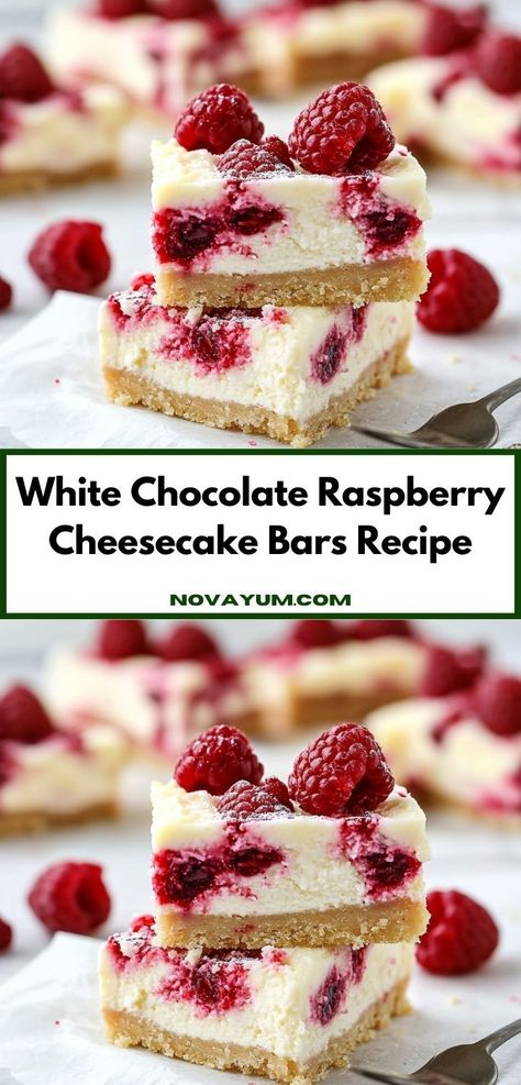 Craving something indulgent yet simple? This White Chocolate Raspberry Cheesecake Bars recipe is quick to prepare and requires minimal ingredients, ensuring a hassle-free baking experience that your family will adore. Peanut Butter Kiss Cookies Recipe, White Chocolate Desserts, Raspberry Cheesecake Bars, Peanut Butter Kiss Cookies, White Chocolate Raspberry Cheesecake, Chocolate Raspberry Cheesecake, Raspberry Desserts, Cheesecake Bar Recipes, Raspberry Recipes