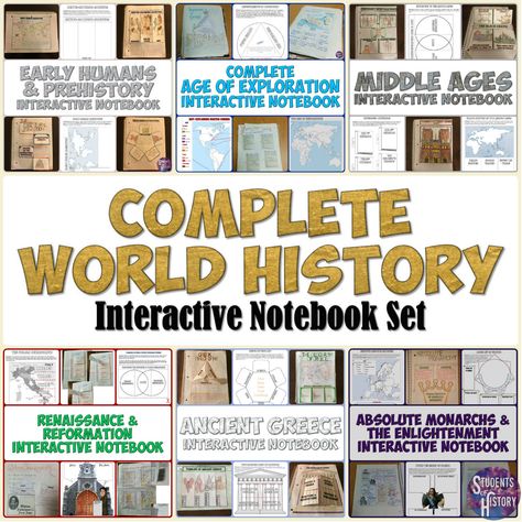 180+ Interactive Notebook activities for ALL of World History in this one set! History Interactive Notebook, World History Classroom, Middle School History, World History Lessons, Bookbinding Tutorial, Interactive Notebook Activities, Notebook Pages, Ap World History, Early Humans