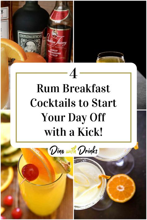 Collage of 4 rum breakfast cocktails. Boozy Breakfast, Breakfast Cocktail, Brunch Cocktail Recipes, Breakfast Cocktails, Hosting Brunch, Good Rum, Rum Recipes, Cocktail Photography, Rum Cocktails