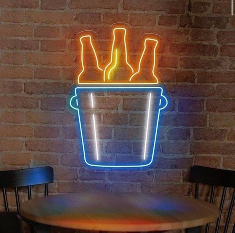 Bar Party Decor, Beer Bucket, Neon Bar Signs, Pvc Moulding, Led Logo, Michelada, Beer Pub, Bar Party, Bar Interior