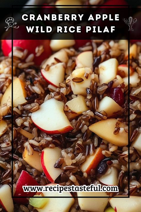 A delicious and hearty side dish featuring wild rice, sweetened dried cranberries, and chopped apples, finished with toasted pecans and fresh herbs. Perfect for holidays or everyday meals. Wild Rice Pilaf, Apple Chicken, Cranberry Apple, Rice Pilaf, Apple Cranberry, Toasted Pecans, Wild Rice, Sweet And Savory, Dried Cranberries