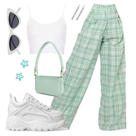 Green High Waisted Pants, Trousers Details, Mode Chanel, Style Trousers, Neue Outfits, Fashion Weeks, Kpop Fashion Outfits, Teenage Fashion Outfits, Kpop Outfits