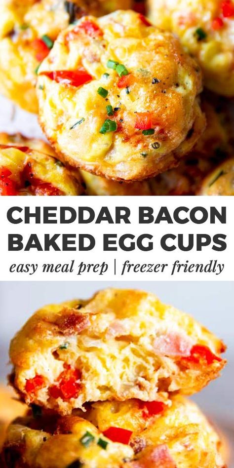 Egg Cup Meal Prep, Low Carb Make Ahead Breakfast To Freeze, Egg Bake Freezer Meal, Breakfast Egg Cups Make Ahead, Bacon And Egg Breakfast Cups, Freezable Breakfast, Baked Egg Cups, Egg Cups Recipe, Eggs Recipes