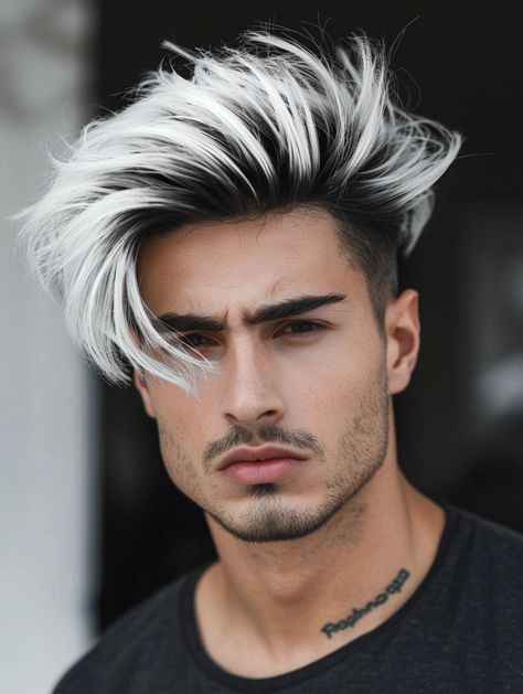 Tiger Shifter, Hair Color For Men, Dream Haircut, Silver Hair Men, Natural White Hair, White Hair Men, Haircut Fails, Black White Hair, Grey Hair Men