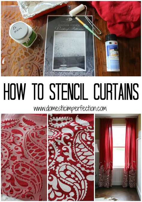 How to stencil curtains (or any fabric) Stenciled Curtains, Curtains Diy, Cloth Ideas, Diy Stencil, No Sew Curtains, Stencil Projects, Drop Cloth Curtains, Sleepy Time, Diy Window