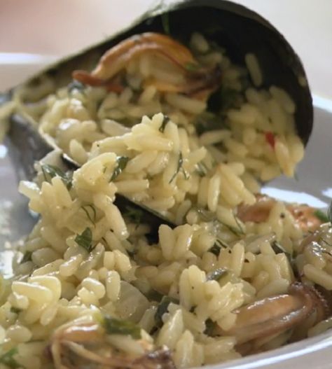 Greek mussels and rice dish on Rick Stein’s Long Weekends Mussels And Rice, Mussels And Rice Recipe, Greek Rice, Rick Stein, Rice Dish, Weekend Meals, Food Board, Rice Dishes, Rice Recipes