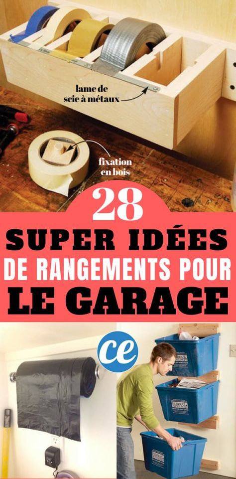 28 Super Idées de Rangement Pour le Garage. Ne Ratez Pas la N°25 ! Best Garage Shelving, Diy Garage Storage, Garage Makeover, Garage Storage Organization, Garage Shelving, Man Cave Garage, Diy Garage, Garage House, Dream Garage